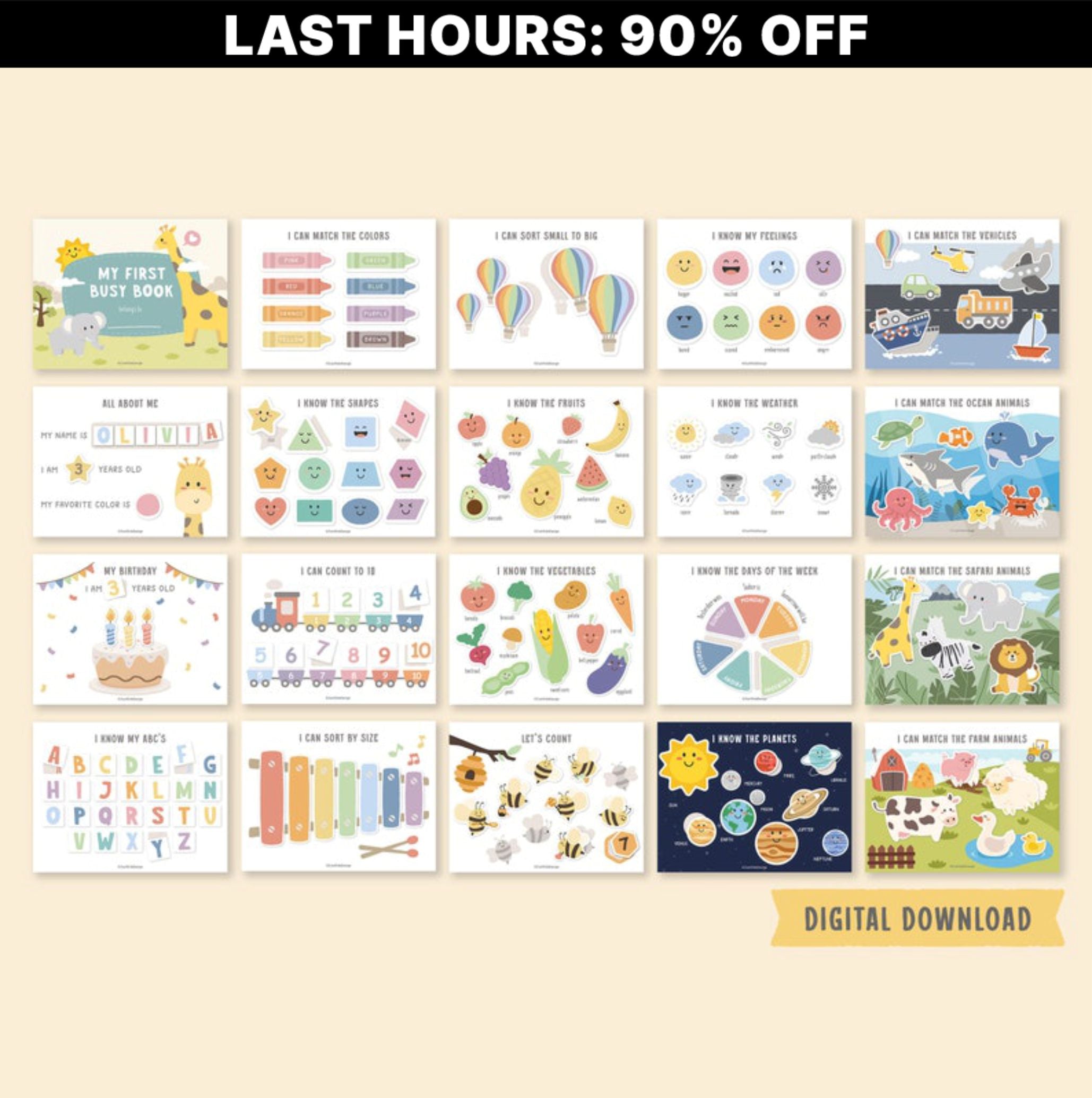 TODDLER BUSY BOOK - 81 Pages (90% OFF)