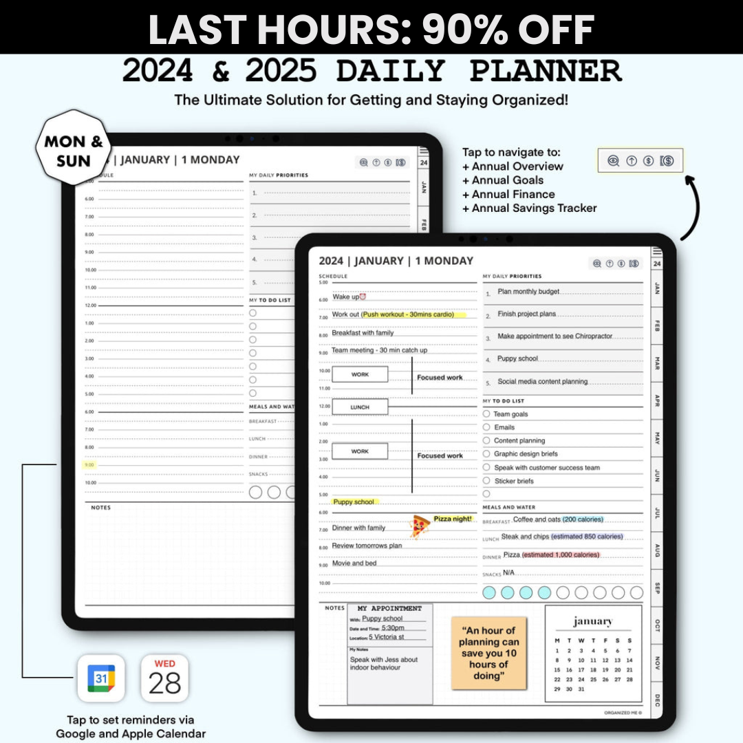 The Organized Me -  2024 & 2025 Digital Planner (90% OFF)